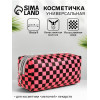 Косметичка на молнии женская, маленькая, с паттерном, чёрная/розовая (производитель не указан)