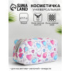 Косметичка на молнии, объёмная, маленькая, с рисунком, белая/разноцветная (производитель не указан)
