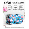 Косметичка женская на молнии объёмная, маленькая, с принтом, голубая (производитель не указан)