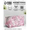Косметичка на молнии женская, с рисунком, с рисунком, пастельно-розовая (производитель не указан)