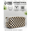 Косметичка на молнии женская, маленькая, с паттерном, чёрная/бежевая (производитель не указан)