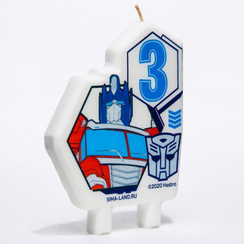 Свеча для торта «Цифра 3», Трансформеры Hasbro