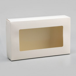 Упаковка для продуктов с окном, белая, 23×14×6 см, 1.9 л