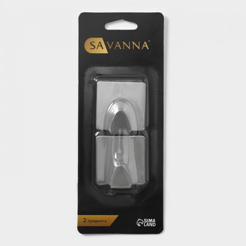 Крючки самоклеящиеся SAVANNA «Квадрат», 2 шт, металл, 3,8×3,5×1,5 см, цвет хром SAVANNA