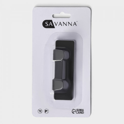 Крючок самоклеящийя SAVANNA Black Loft, планка, металл, 2 крючка, 8×2×2,5 см, цвет чёрный SAVANNA