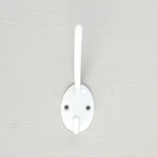 Крючок мебельный ТУНДРА TKd=012, двухрожковый, белый ТУНДРА