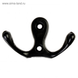Крючок мебельный ТУНДРА TKd=003, двухрожковый, черный, 5 шт. TMP