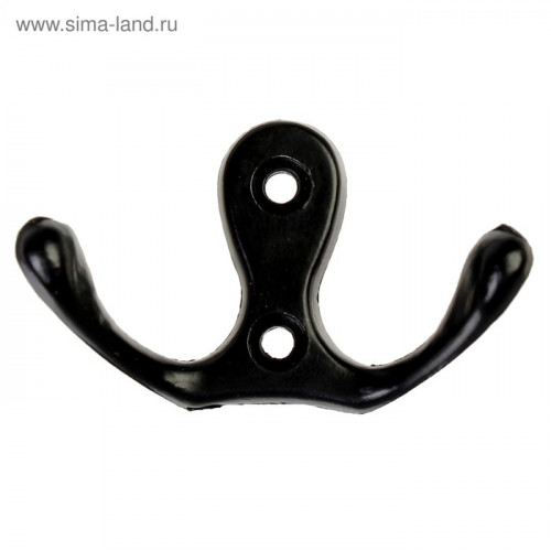 Крючок мебельный ТУНДРА TKd=003, двухрожковый, черный, 5 шт. TMP ТУНДРА