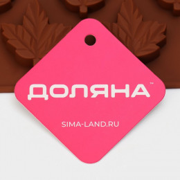 Форма для конфет и шоколада Доляна «Кленовый сироп», силикон, 19.5×17.7×1 см, 18 ячеек, коричневая