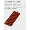 Форма для леденцов Доляна «Поцелуй», силикон, 24×9.4×1.5 см, 6 ячеек (4×2.4 см), с палочками, коричневая Доляна
