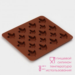 Форма для конфет и шоколада Доляна «Кленовый сироп», силикон, 19.5×17.7×1 см, 18 ячеек, коричневая