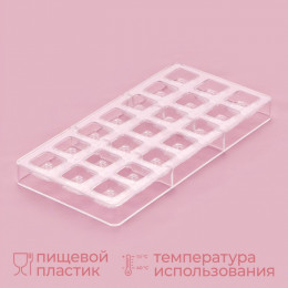 Форма для конфет и шоколада KONFINETTA «Клевер», 27.5×17.5×2.5 см, 21 ячейка 2.5×2.5×1 см, прозрачная