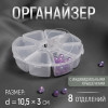 Органайзер для декора, 8 отделений, d = 10,5 × 3 см, цвет прозрачный Арт Узор