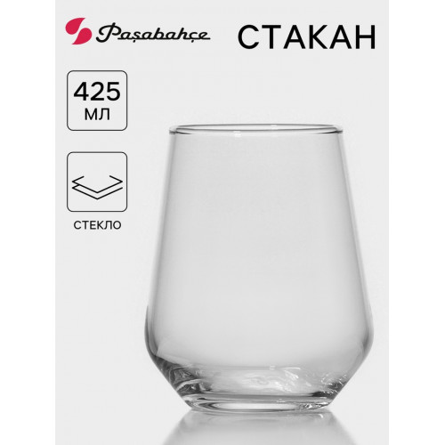 Стакан низкий Paşabahçe «Аллегра», 425 мл, стекло, прозрачный Paşabahçe
