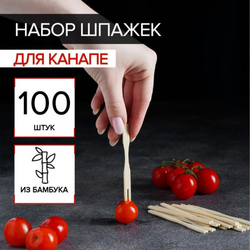 Шпажки для канапе Доляна, бамбук, 100 шт, 12×12 см Доляна