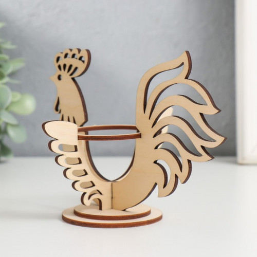 Подставка для яйца «Петушок пасхальный», 14.5×10.3×10 см, заготовка для творчества, набор 5 деталей (производитель не указан)