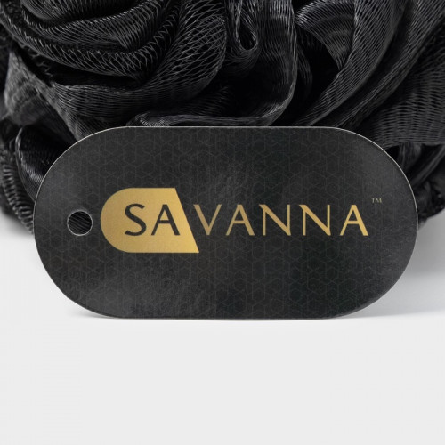 Мочалка для тела SAVANNA «Нежность», 90 г, тубус в подарок, чёрная SAVANNA
