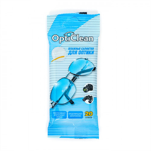 Влажные салфетки OptiClean, для оптики, 20 шт OPTICLEAN