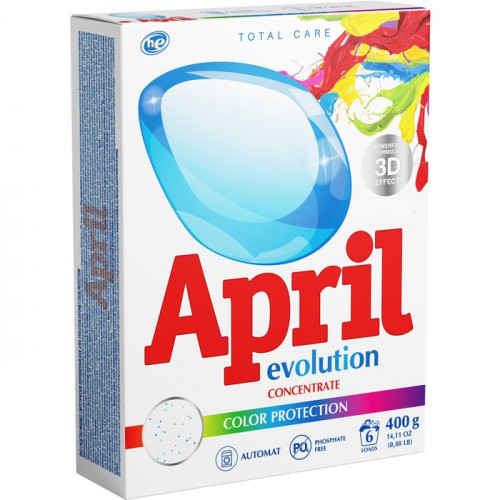 Стиральный порошок April Evolution, Color, Protection, автомат, для стирки цветного белья, 400 г April Evolution