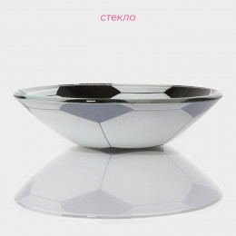 Салатник Доляна «Мяч», 200 мл, 12×2.5 см, стекло, чёрный, белый