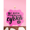 Свеча для торта «С днем рождения, сучка», 8 см, розовая Страна Карнавалия