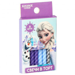 Свечи для торта витые «С Днем Рождения», 8 штук, Холодное сердце