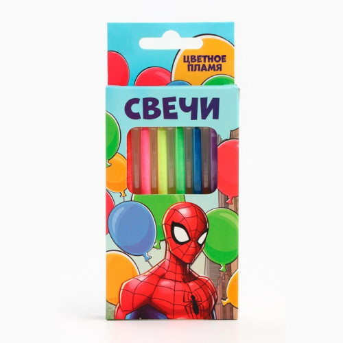 Свечи для торта 6 штук, с цветным пламенем, Человек-Паук MARVEL