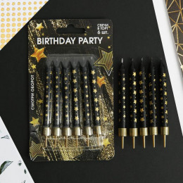 Свечи для торта Birthday party, 6 шт., 9×0.8 см