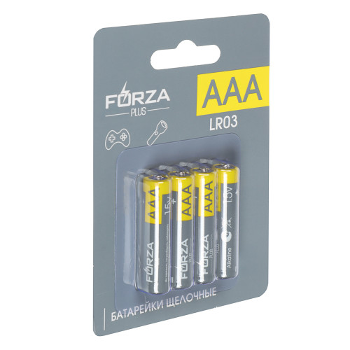 FORZA Батарейки AAA (LR03) 4шт в блистере, щелочные 1.5V FORZA