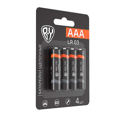 BY Батарейки AAA (LR03) 4шт в блистере, щелочные 1.5V, высокой ёмкости BY
