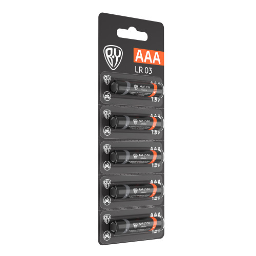 BY Батарейка AAA (LR03) 1шт в отрывном блистере, щелочная 1.5V, цена за 1шт BY