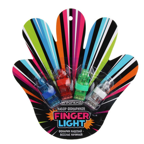 ИГРОЛЕНД Набор фонариков Finger light, пластик, 3LR44, 4 цвета ИГРОЛЕНД