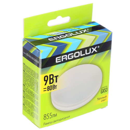 Ergolux LED-GX53-9W-GX53-3K (Эл.лампа светодиодная 9Вт GX53 3000К 180-240В), 13514 Ergolux