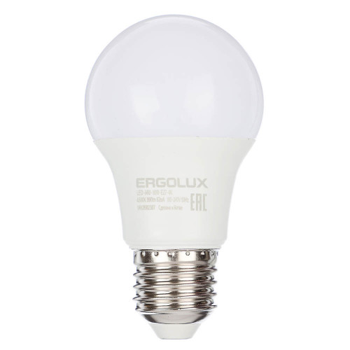 Ergolux LED-A60-10W-E27-4K (Эл.лампа светодиодная ЛОН 10Вт E27 4500K 180-240В), 12149 Ergolux