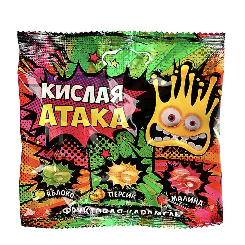 Карамель в пакете "КИСЛАЯ АТАКА", 30г (производитель не указан)