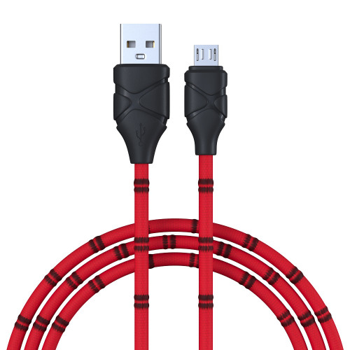 FORZA Кабель для зарядки Питон Micro USB, 1м, 2А, тканевая оплётка, 3 цвета, пакет FORZA