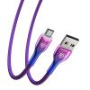 BY Кабель для зарядки Jam microUSB, 1м, Быстрая зарядка 3А, QC, PD 20W, тканевый, фиолетовый BY