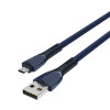 BY Кабель для зарядки Navy microUSB, 1м, Быстрая зарядка 3А, QC, PD 20W, тканевый, синий BY