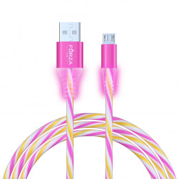 FORZA Кабель для зарядки Конфетти Micro USB, 1м, 1.5А, цветная подсветка, 3 цвета, пакет