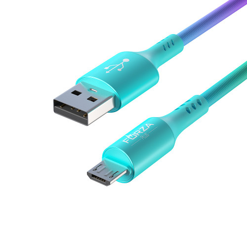 FORZA Кабель для зарядки Радуга Micro USB, 1м, 2А, тканевая оплётка, пакет FORZA