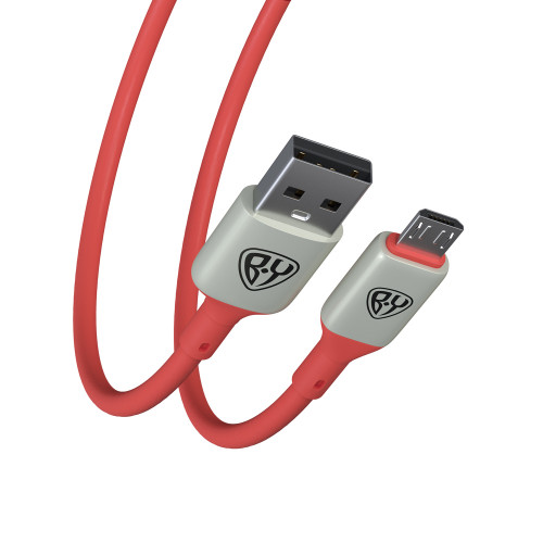 BY Кабель для зарядки Space Cable Pro Micro USB, 1м, Быстрая зарядка QC3.0, штекер металл, красный BY