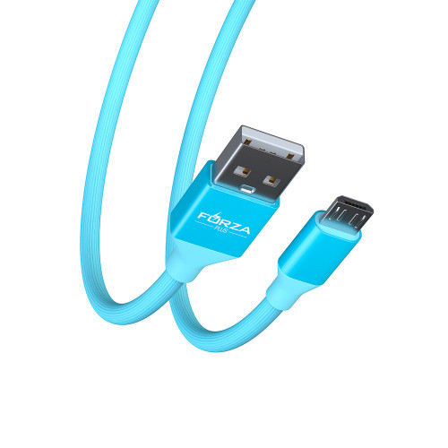 FORZA Кабель для зарядки Лето Micro USB, 1м, 2А, прорезиненный, 4 цвета, пакет FORZA