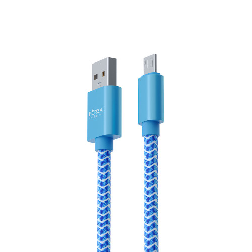 FORZA Кабель для зарядки Волна Micro USB, 1м, 2А, тканевая оплётка, 4 цвета, пакет FORZA