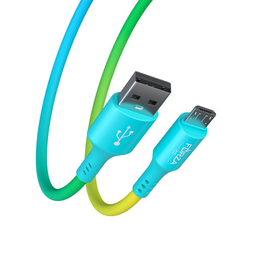 FORZA Кабель для зарядки Радуга Micro USB, 1м, 2А, тканевая оплётка, пакет FORZA