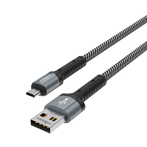 FORZA Кабель для зарядки Вернисаж microUSB, 1м, Быстрая зарядка 2.4А, 12W, тканевый , 3 цвета FORZA