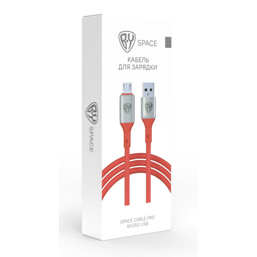 BY Кабель для зарядки Space Cable Pro Micro USB, 1м, Быстрая зарядка QC3.0, штекер металл, красный BY