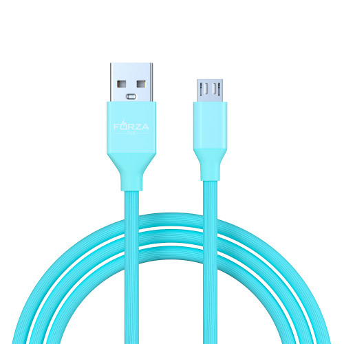 FORZA Кабель для зарядки Лето Micro USB, 1м, 2А, прорезиненный, 4 цвета, пакет FORZA