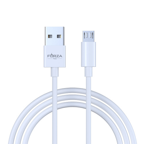 FORZA Кабель для зарядки Эталон microUSB, 1м, Быстрая зарядка 3А, QC, PD 20W, TPE, белый, кейс FORZA