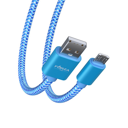 FORZA Кабель для зарядки Волна Micro USB, 1м, 2А, тканевая оплётка, 4 цвета, пакет FORZA