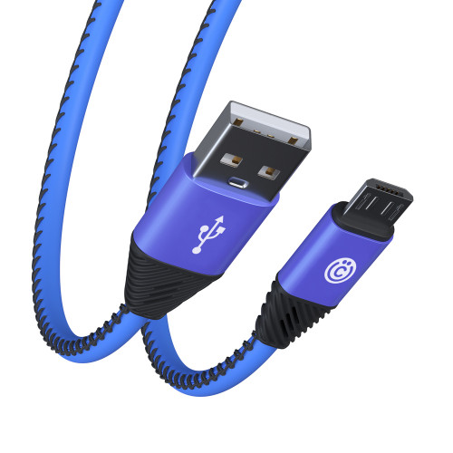 ВСЁГАЗИН Кабель для зарядки Премиум Micro USB, 1м, 2А, кожаная оплётка, синий ВСЁГАЗИН